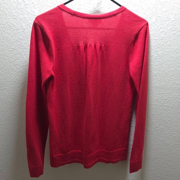 Loft Red Cotton V-Neck Button Cardigan Sweater | Size Small - Picture 9 of 12